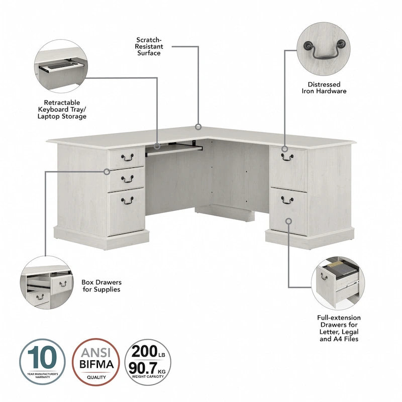 L-förmiger Computerschreibtisch mit Schubladen