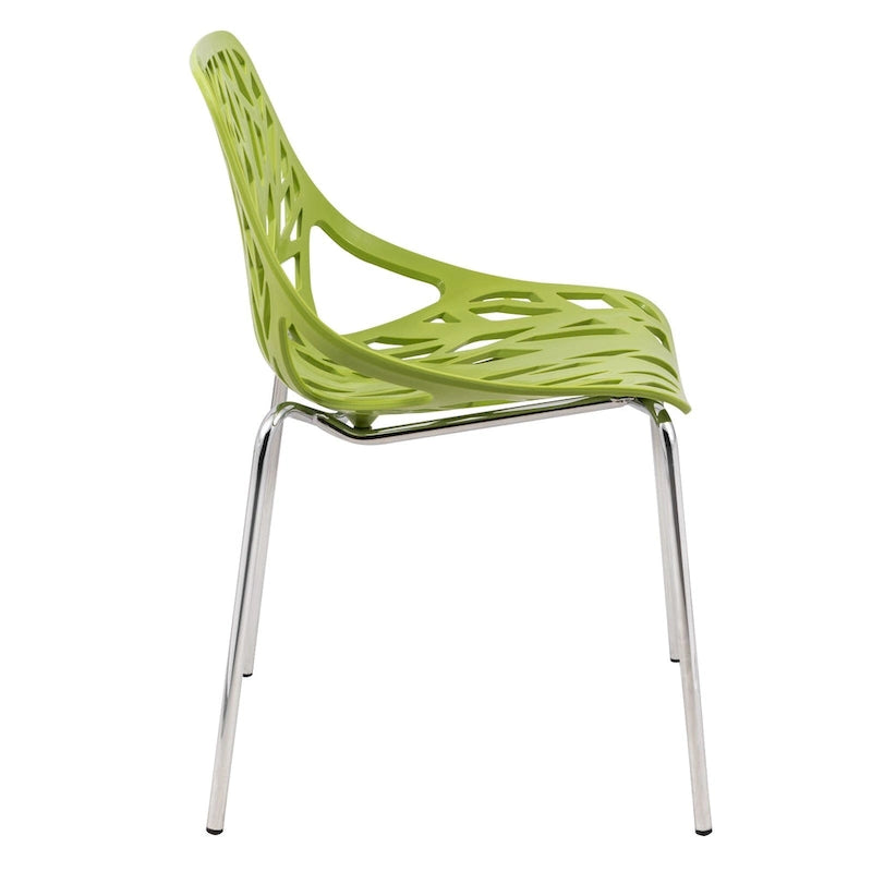 Sedie da pranzo impilabili con gambe cromate e schienale con intaglio (set di 2)