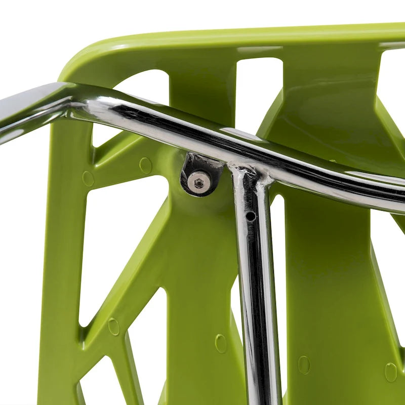 Sedie da pranzo impilabili con gambe cromate e schienale con intaglio (set di 2)