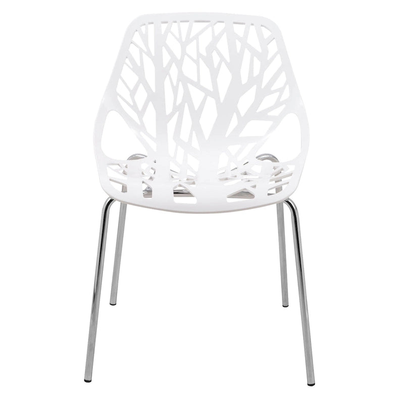 Sedie da pranzo impilabili con gambe cromate e schienale con intaglio (set di 2)