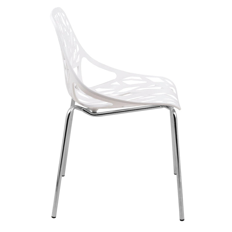 Sedie da pranzo impilabili con gambe cromate e schienale con intaglio (set di 2)