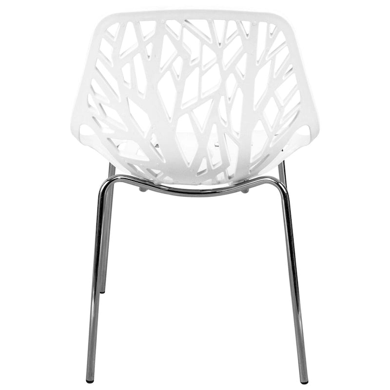 Sedie da pranzo impilabili con gambe cromate e schienale con intaglio (set di 2)