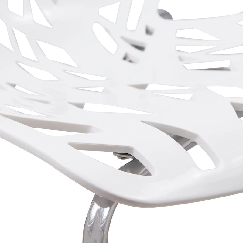 Sedie da pranzo impilabili con gambe cromate e schienale con intaglio (set di 2)
