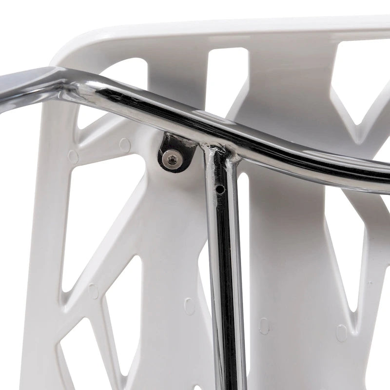 Sedie da pranzo impilabili con gambe cromate e schienale con intaglio (set di 2)