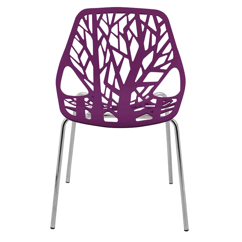 Sedie da pranzo impilabili con gambe cromate e schienale con intaglio (set di 2)