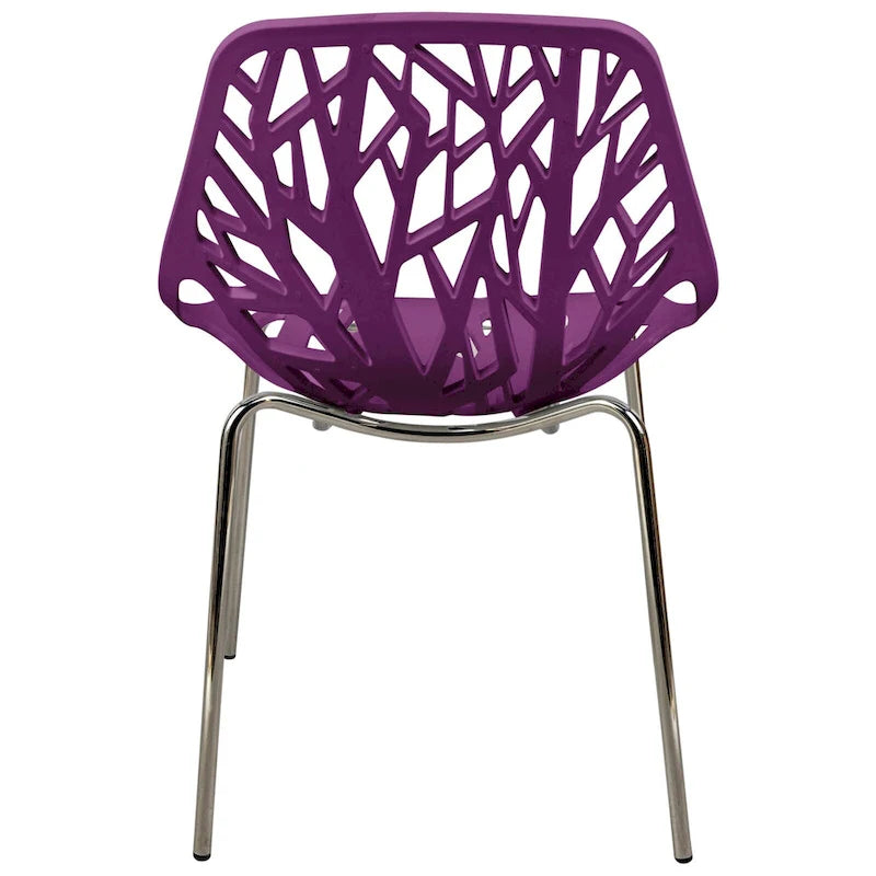 Sedie da pranzo impilabili con gambe cromate e schienale con intaglio (set di 2)
