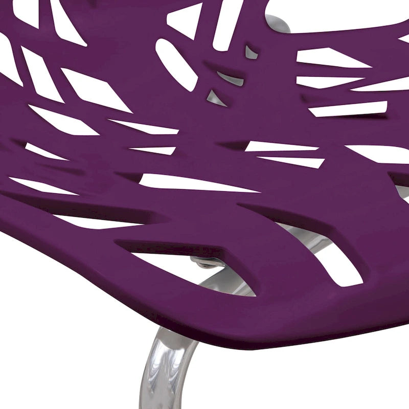 Sedie da pranzo impilabili con gambe cromate e schienale con intaglio (set di 2)