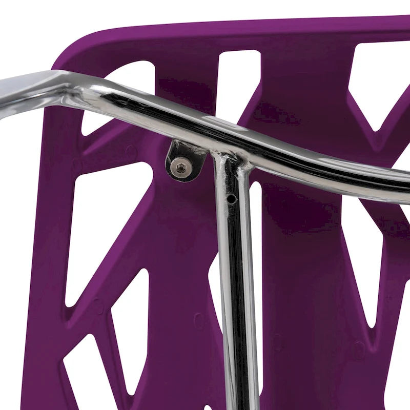 Sedie da pranzo impilabili con gambe cromate e schienale con intaglio (set di 2)