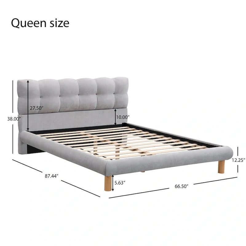Gepolstertes Plattformbett in den Größen Full, Queen und King