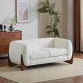 Cremefarbenes Bouclé-Loveseat mit Beinen aus Birkenholz