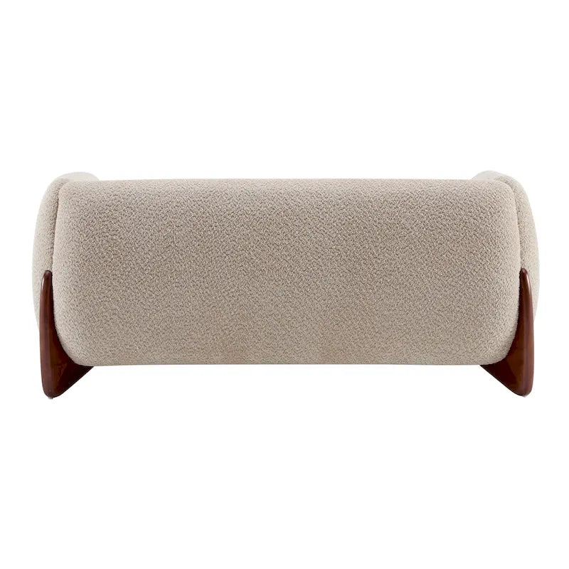 Cremefarbenes Bouclé-Loveseat mit Beinen aus Birkenholz