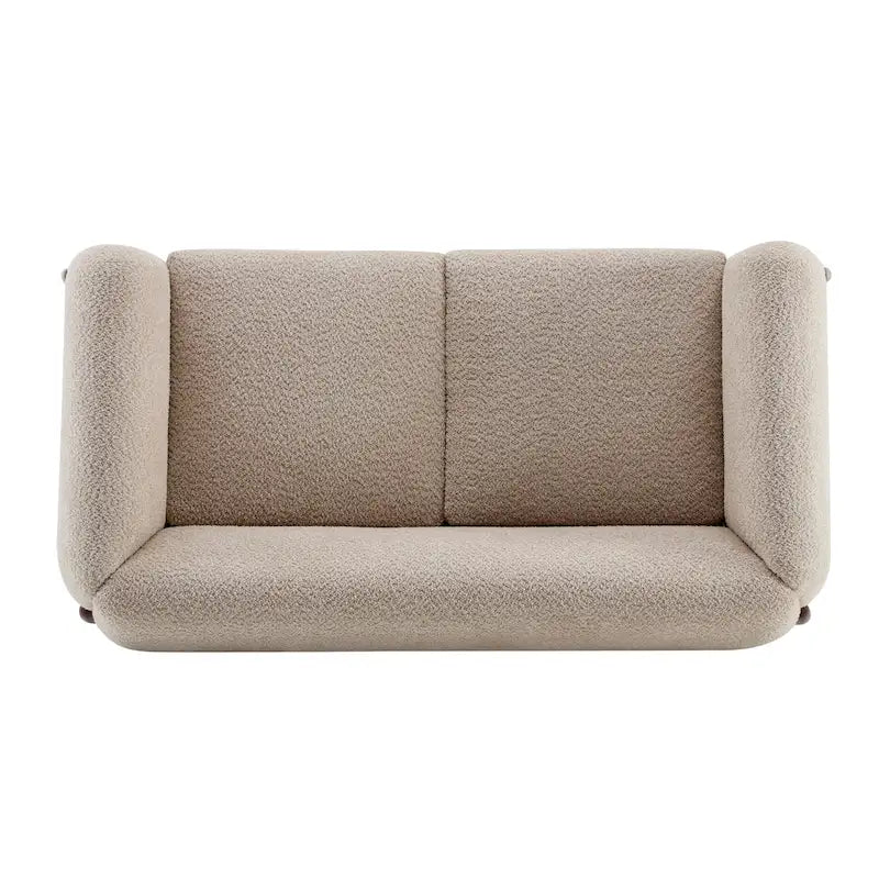 Cremefarbenes Bouclé-Loveseat mit Beinen aus Birkenholz