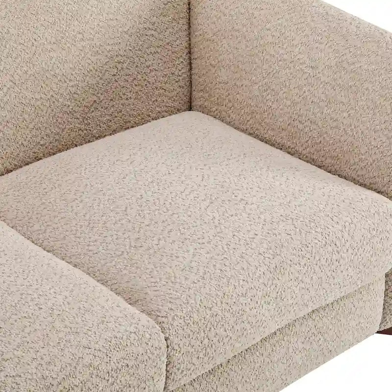 Cremefarbenes Bouclé-Loveseat mit Beinen aus Birkenholz