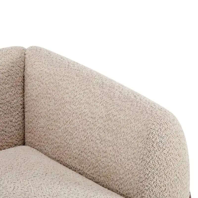 Cremefarbenes Bouclé-Loveseat mit Beinen aus Birkenholz