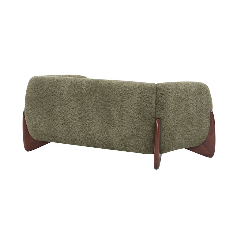 Cremefarbenes Bouclé-Loveseat mit Beinen aus Birkenholz