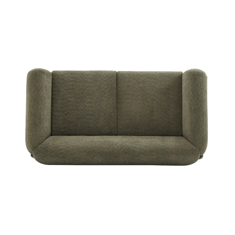 Cremefarbenes Bouclé-Loveseat mit Beinen aus Birkenholz