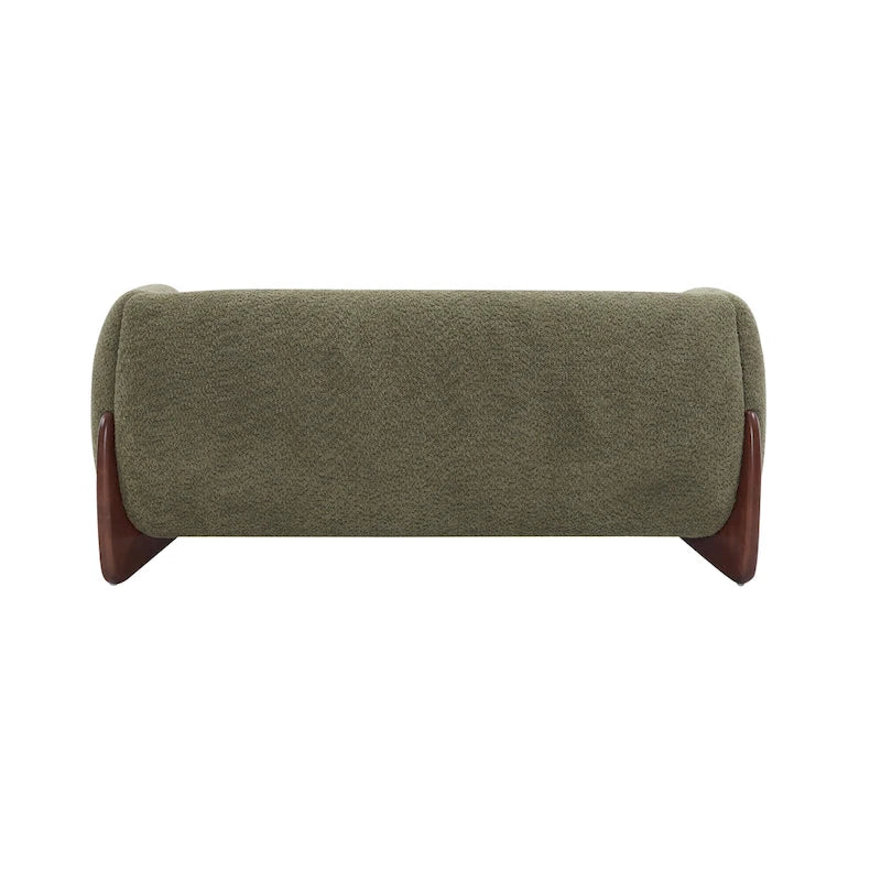 Cremefarbenes Bouclé-Loveseat mit Beinen aus Birkenholz