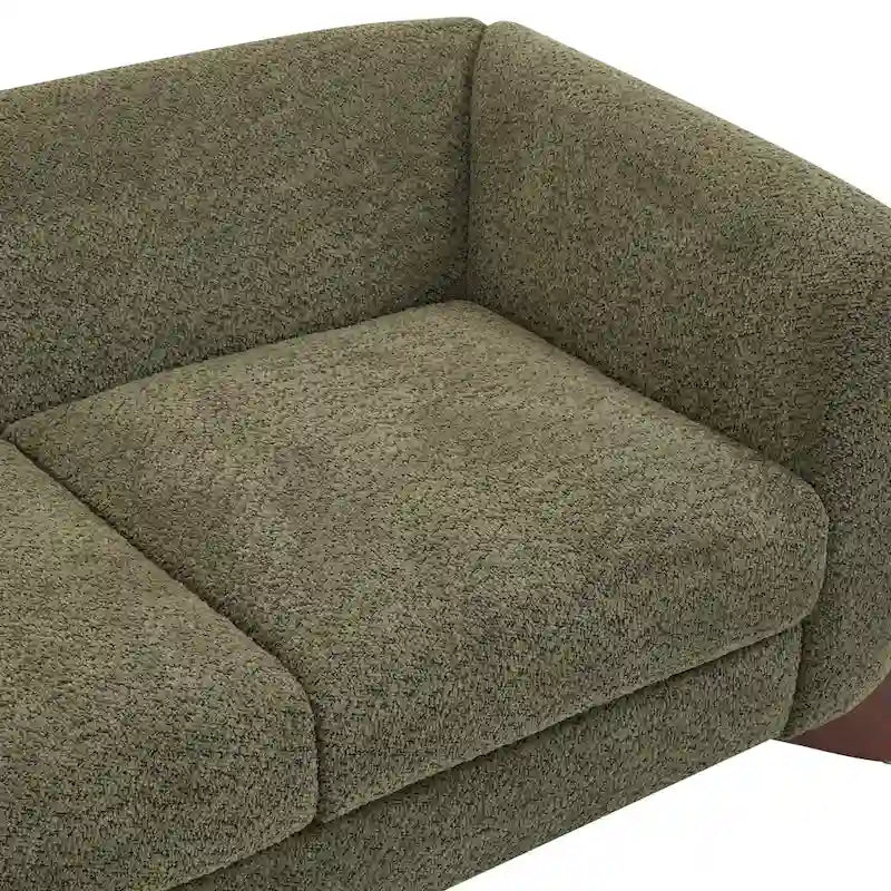 Cremefarbenes Bouclé-Loveseat mit Beinen aus Birkenholz