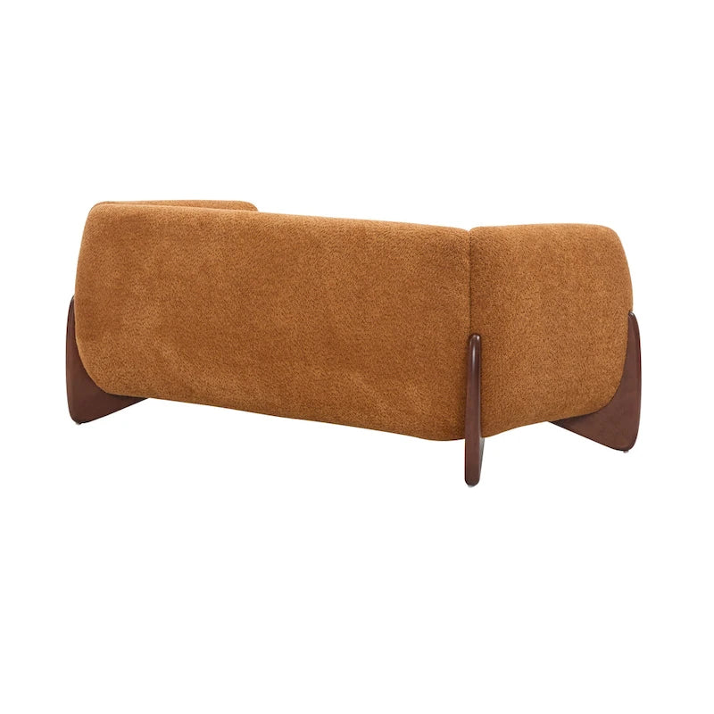 Cremefarbenes Bouclé-Loveseat mit Beinen aus Birkenholz