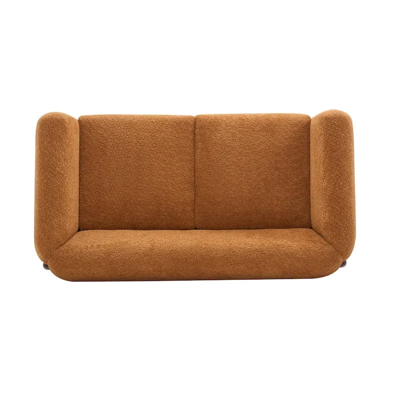 Cremefarbenes Bouclé-Loveseat mit Beinen aus Birkenholz