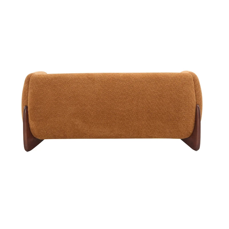 Cremefarbenes Bouclé-Loveseat mit Beinen aus Birkenholz