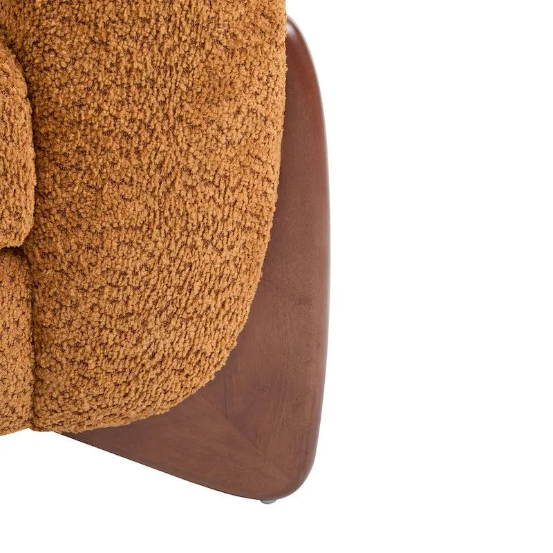 Cremefarbenes Bouclé-Loveseat mit Beinen aus Birkenholz