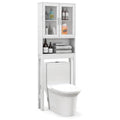 White Over-the-Toilet Storage Cabinet with Glass Doors