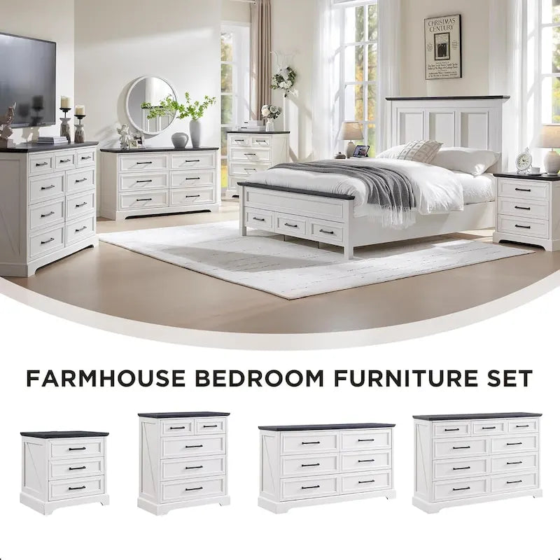 Kommoden im Landhausstil mit 9 Schubladen für das Schlafzimmer, Holzkommode