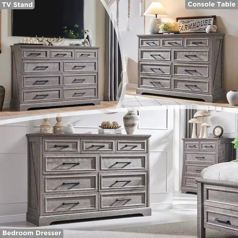 Kommoden im Landhausstil mit 9 Schubladen für das Schlafzimmer, Holzkommode