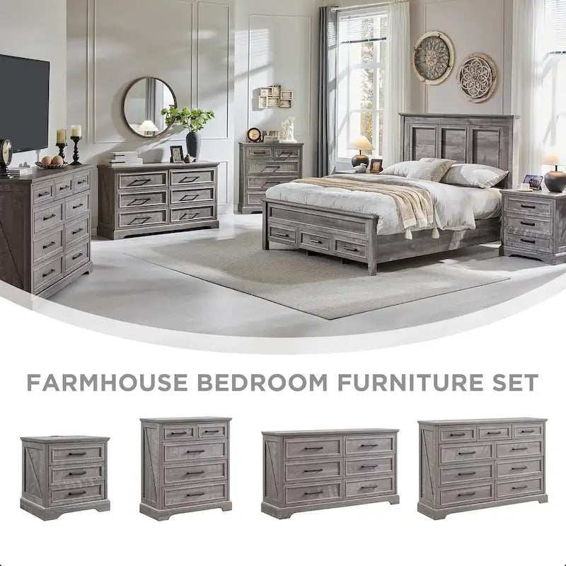 Kommoden im Landhausstil mit 9 Schubladen für das Schlafzimmer, Holzkommode