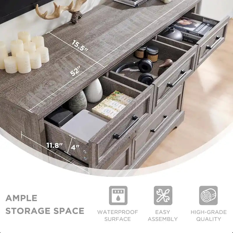 Kommoden im Landhausstil mit 9 Schubladen für das Schlafzimmer, Holzkommode