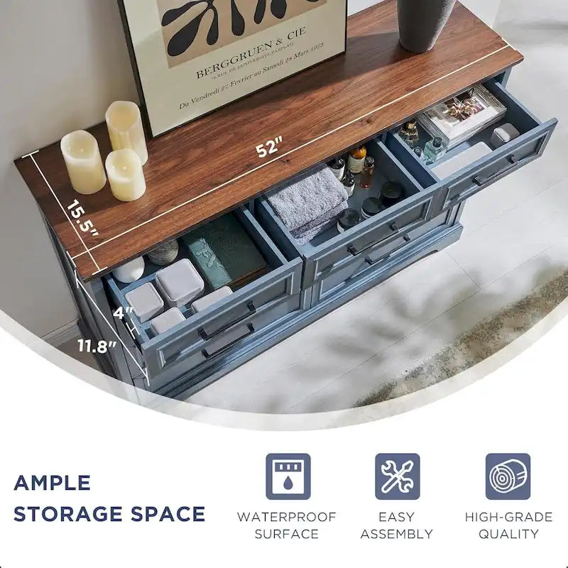 Kommoden im Landhausstil mit 9 Schubladen für das Schlafzimmer, Holzkommode