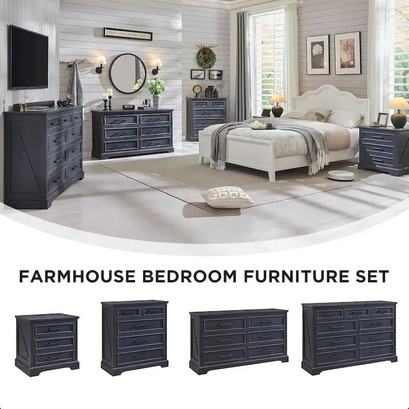 Kommoden im Landhausstil mit 9 Schubladen für das Schlafzimmer, Holzkommode
