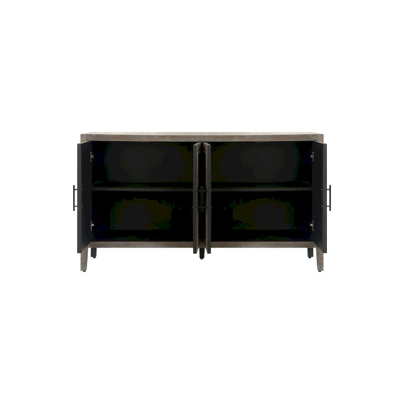 60 Modern Farmhouse Accent Cabinet with 4 Doors & Adjustable Shelf