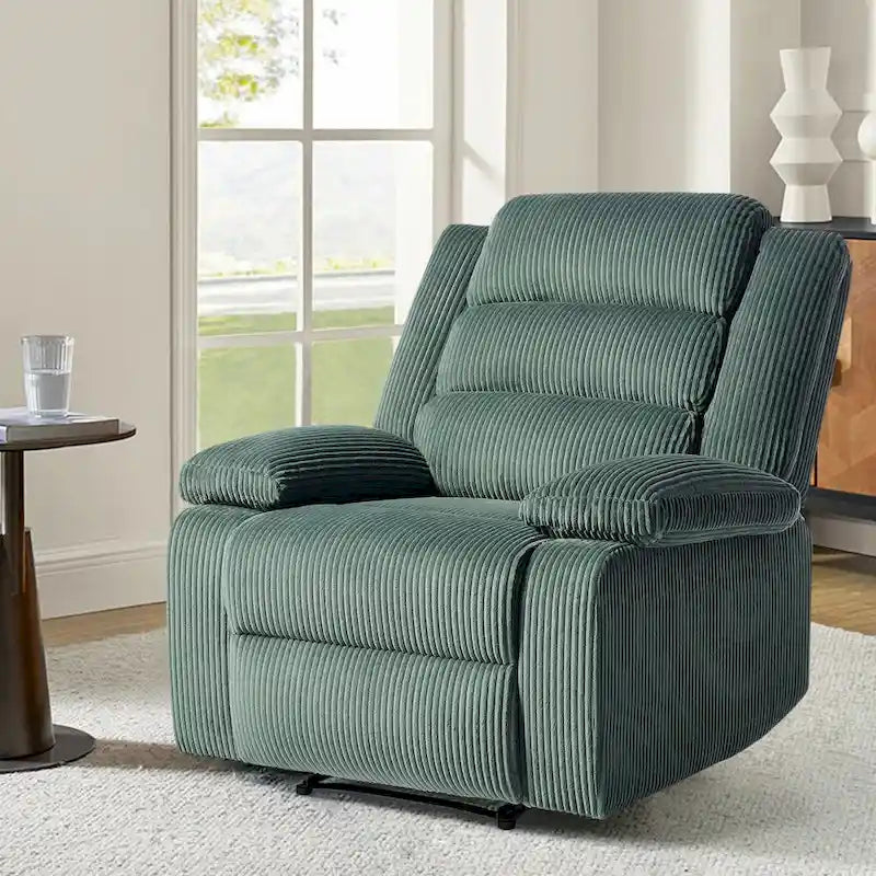 Moderner manueller Cord-Relaxsessel, verstellbarer Loungesessel mit breiten Armlehnen