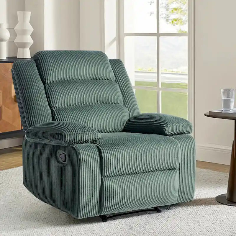Moderner manueller Cord-Relaxsessel, verstellbarer Loungesessel mit breiten Armlehnen
