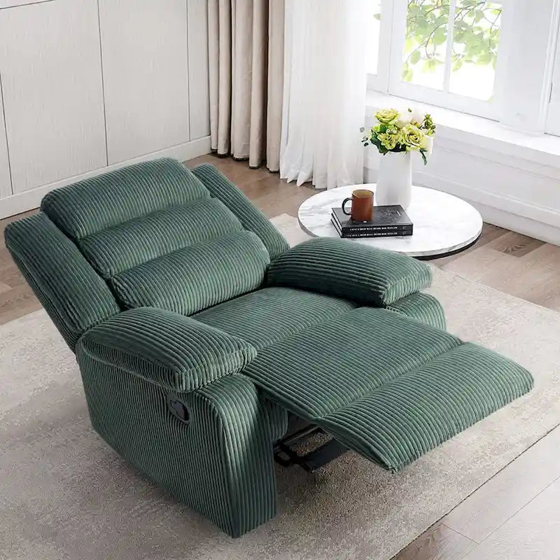 Moderner manueller Cord-Relaxsessel, verstellbarer Loungesessel mit breiten Armlehnen