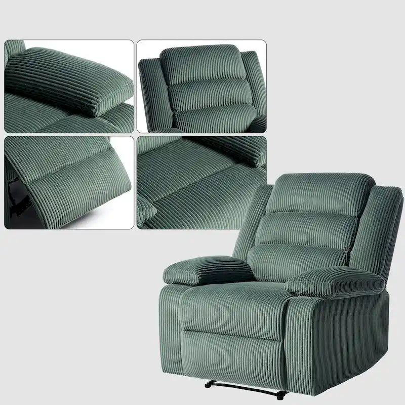 Moderner manueller Cord-Relaxsessel, verstellbarer Loungesessel mit breiten Armlehnen