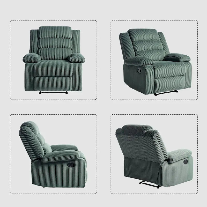 Moderner manueller Cord-Relaxsessel, verstellbarer Loungesessel mit breiten Armlehnen