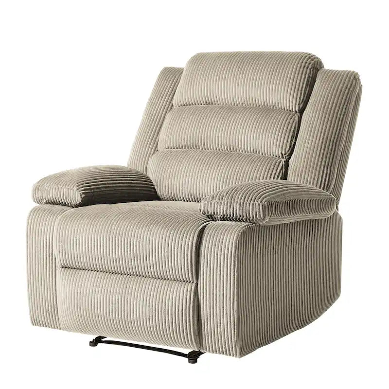 Moderner manueller Cord-Relaxsessel, verstellbarer Loungesessel mit breiten Armlehnen