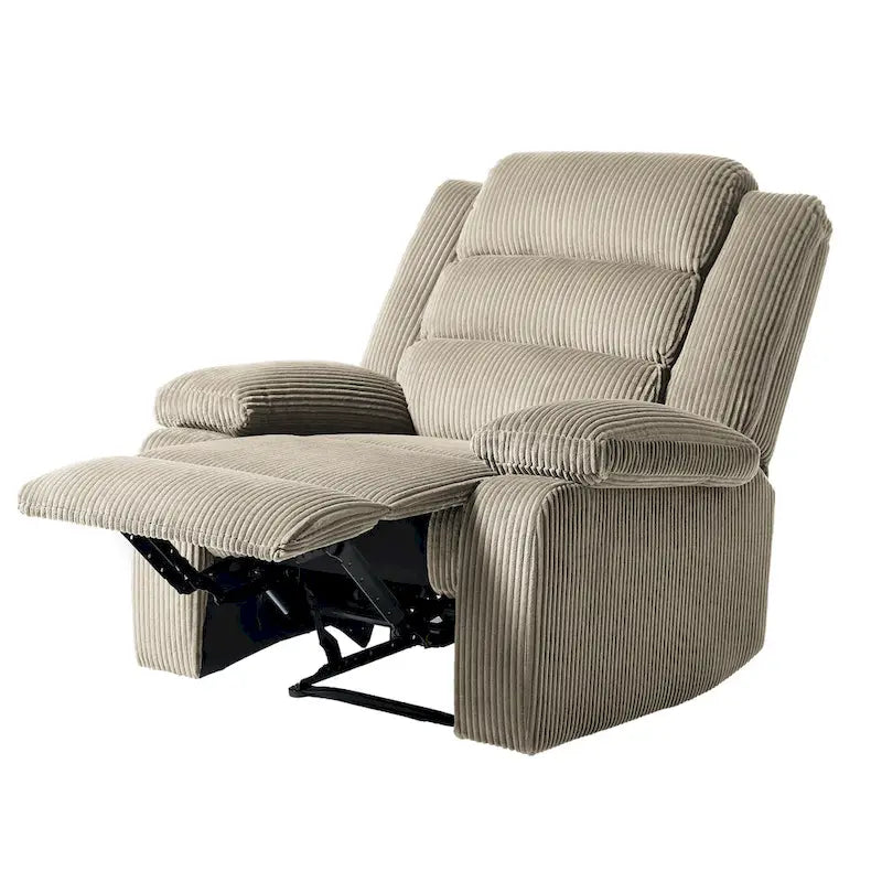 Moderner manueller Cord-Relaxsessel, verstellbarer Loungesessel mit breiten Armlehnen
