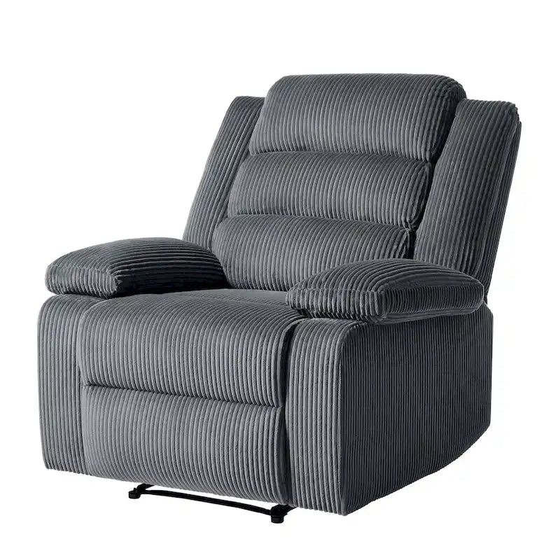 Moderner manueller Cord-Relaxsessel, verstellbarer Loungesessel mit breiten Armlehnen