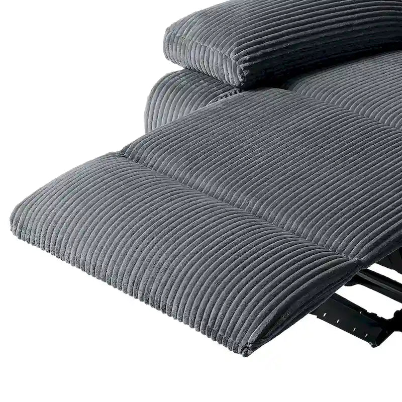 Moderner manueller Cord-Relaxsessel, verstellbarer Loungesessel mit breiten Armlehnen