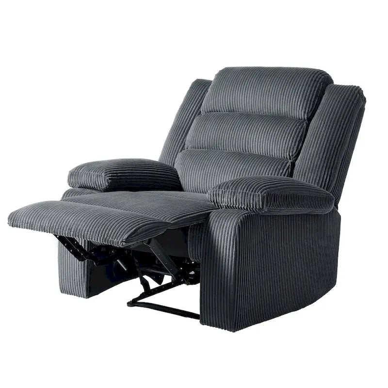 Moderner manueller Cord-Relaxsessel, verstellbarer Loungesessel mit breiten Armlehnen