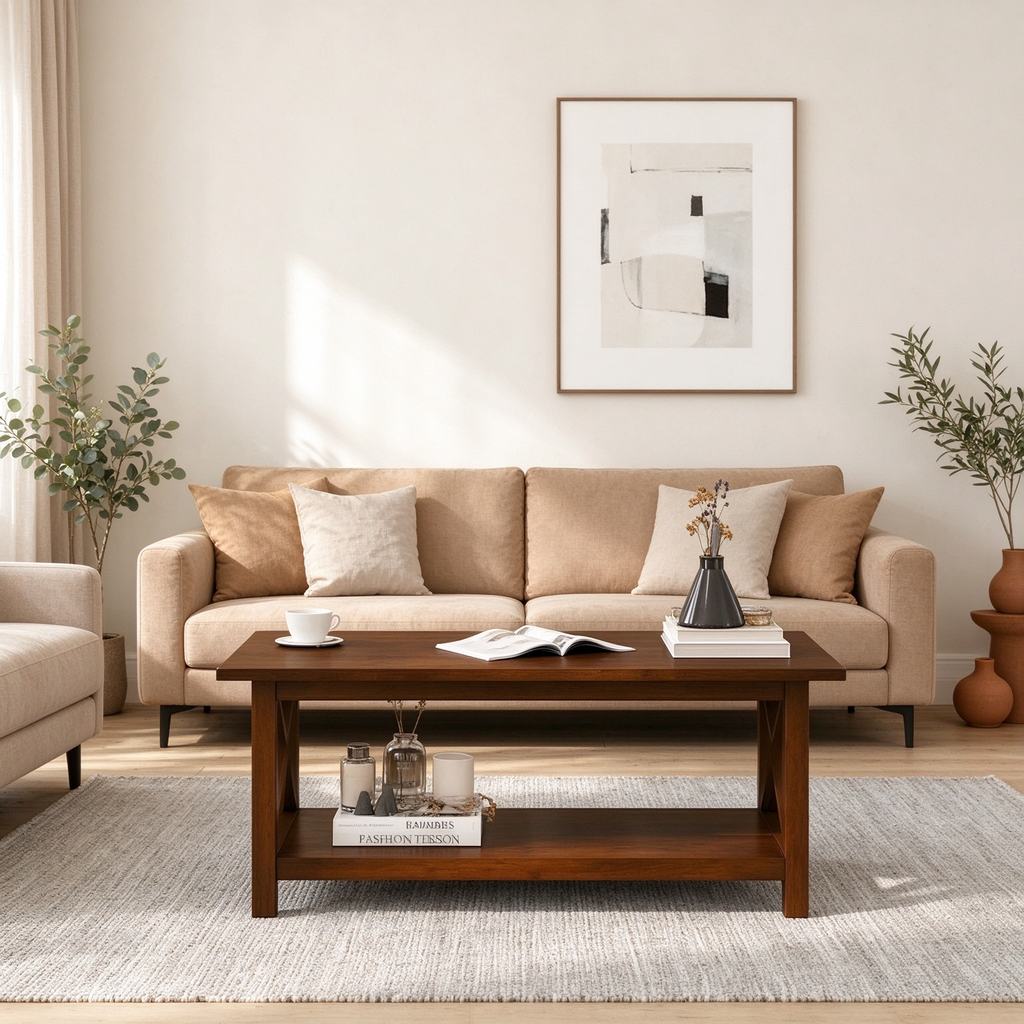 Klassischer Couchtisch aus Massivholz im Landhausstil