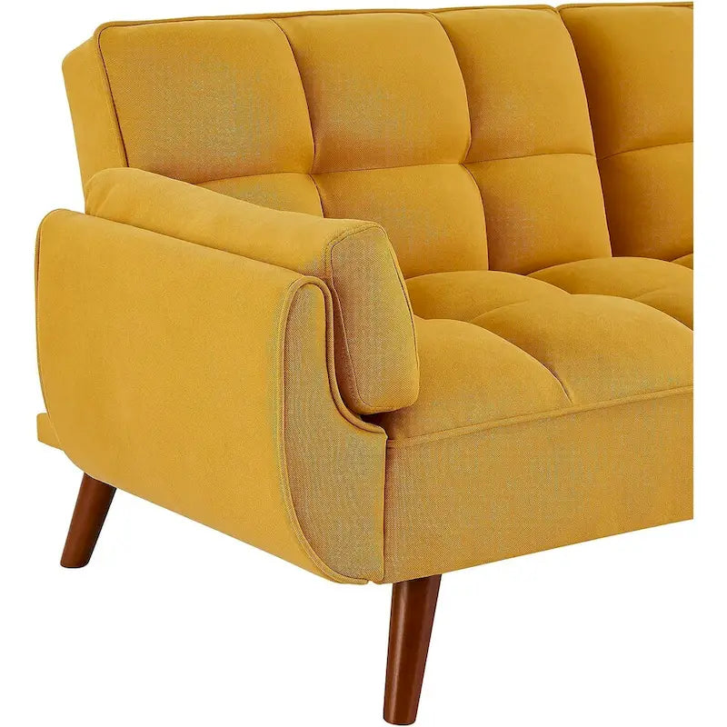 Samt-Futonbettsofa mit verstellbarer Rückenlehne, umwandelbares Futon-Loveseat mit konischen Holzbeinen für Wohnzimmer und Schlafzimmer