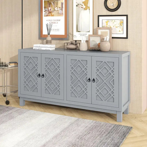 Credenza a 4 ante con ampio spazio contenitore, mobile laterale per soggiorno e sala da pranzo