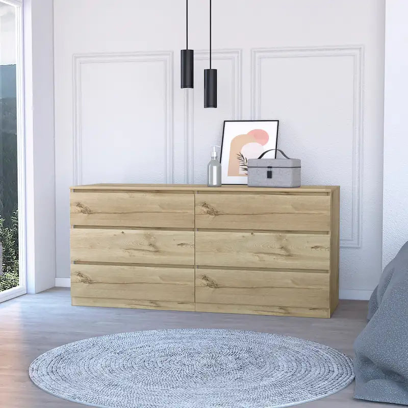 Moderate Kommode mit 6 Schubladen und Metallschienen