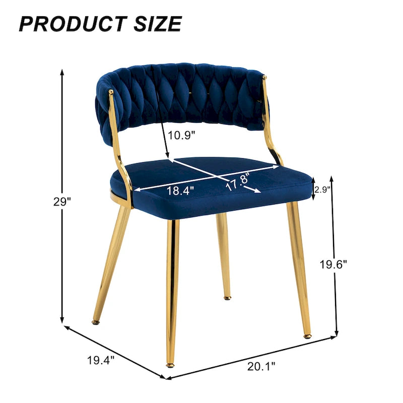 Set of 4 Velvet Dining Chair with Golden Metal Legs