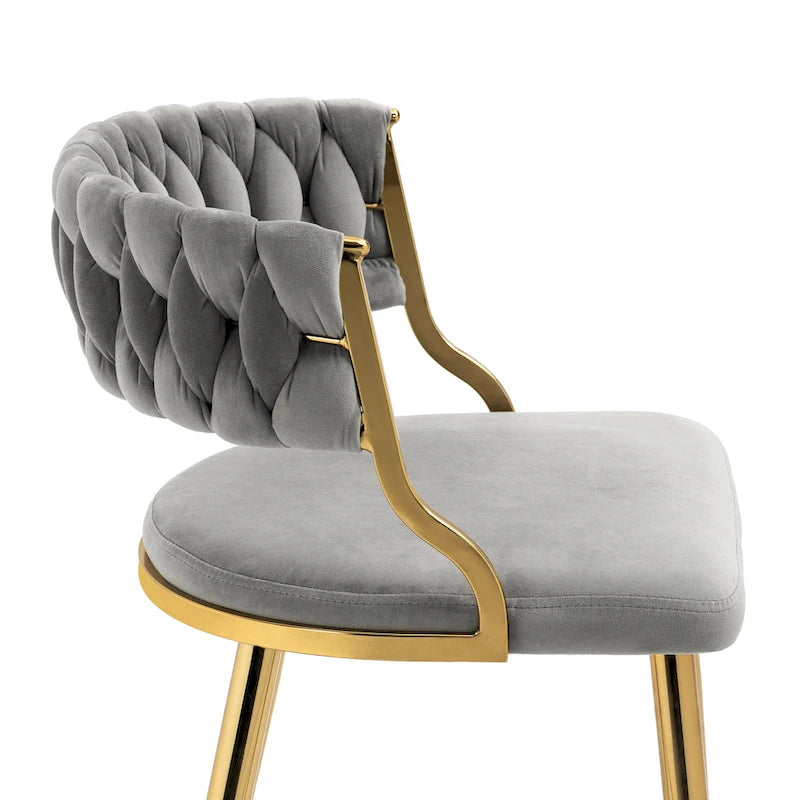 Set of 4 Velvet Dining Chair with Golden Metal Legs